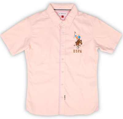 

Us Polo Kids Boys Solid Casual Pink Shirt, Lt. orange