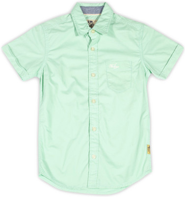 

Flying Machine Boys Solid Casual Light Green Shirt, Lt green
