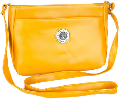 

Leather Land Women Casual Yellow Leatherette Sling Bag