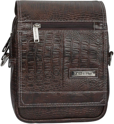

HANDCUFFS Men Formal Brown Leatherette Sling Bag