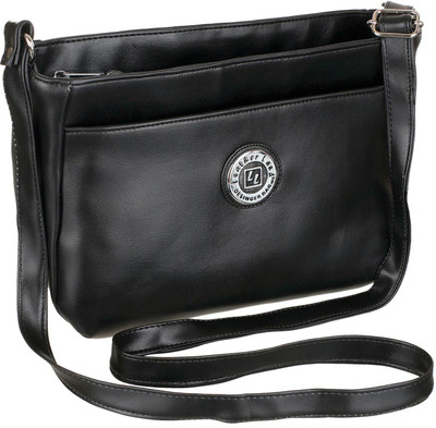 

Leather Land Women Casual Black Leatherette Sling Bag