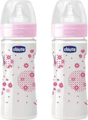 

Chicco 250ml Well-Being Feeding Bottle (Pack of 2) - 250 ml(Pink, Pink)