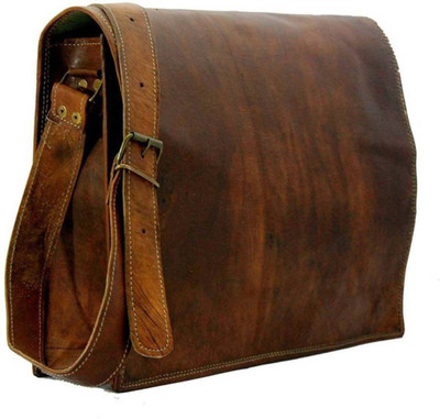 

STYLOLEATHERBAGS Leather Messenger Bag V81 Messenger Bag(Brown, 15 inch)