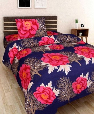 Modern Home 140 TC Polyester Single 3D Printed Flat Bedsheet(Pack of 1, Multicolor)