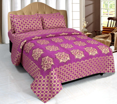 

Decorista 150 TC Velvet Double Floral Bedsheet(Pack of 1, light purple)