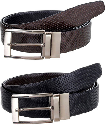 

WalletLee Men Formal Black, Brown Genuine Leather Reversible Belt