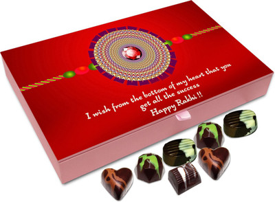 

Chocholik Rakhi Gift Box - I Wish From The Bottom My Heart That You Get All The Success - 12pc Truffles(144 g)