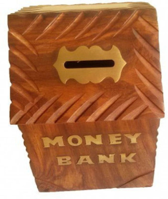 CraftOnline brown hut house wooden money bank Coin Bank(Brown)