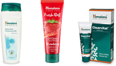 

Himalaya Refreshing Cleansing Milk, clearvital cream, fresh start oil clear strawberry face wash(Set of 3)