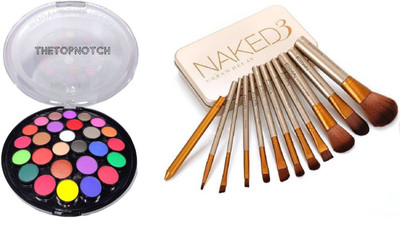 

TheTopNotch 27 Colors Matte EyeShadow and Naked 3 Makeup Brush Set(Set of 2)