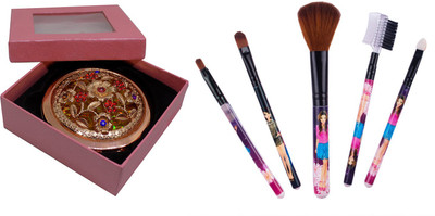

Fully Compact Mirror Flower Designing With Makeup Brushes Set Of 6(Set of 6)