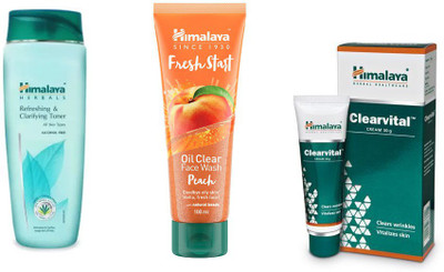 

Himalaya Refreshing & Clarifying Toner, clearvital cream, fresh start oil clear peach face wash(Set of 3)