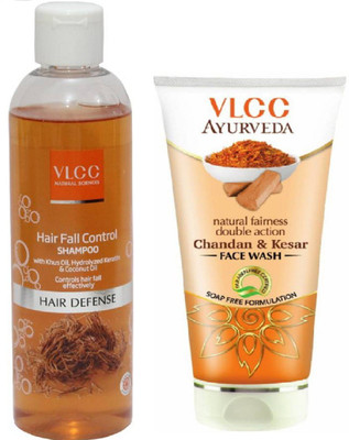 

VLCC Hairfall control shampoo 350ml + Chandan & Kesar face wash 100ml(Set of 2)