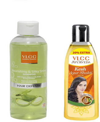 

VLCC Nourishing & Silky shine shampoo 350ml + Ayurveda Ayur shakti hair oil 100ml(Set of 2)
