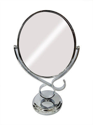 

INAAYA Round Shaped Double-Sided Mirror (Normal + Zoom Image) With Heavy Base Silver For Makeup Mirrors Living Room Mirrors Bed Room Mirrors For Decorations