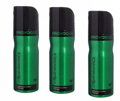 

Provogue Mysterious Vice long-lasting Deodorant Spray 150 ML each (pack of 3 PC) Body Spray - For Men & Women(450 ml, Pack of 3)