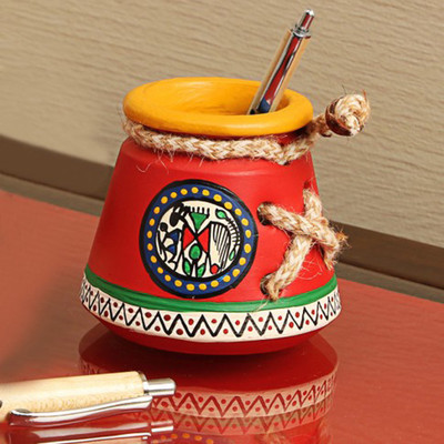 

ExclusiveLane EL-007-001 1 Compartments Terracotta Pen Stand(Red)