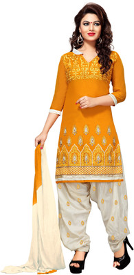 

BanoRani Chanderi Embroidered Salwar Suit Dupatta Material(Un-stitched), Yellow
