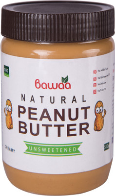 bawaa Natural Creamy Peanut Butter (Unsweetened, Gluten Free and Vegan) 500 g