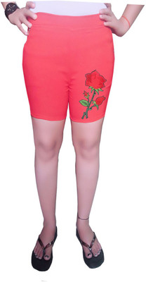

Rzlecort Short For Girl's Casual Floral Print Cotton(Red, Pack of 1