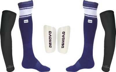 

DeNovo Ultimate Protection (One Pair Large Shin Guard + One Pair Poplin Knee Length Football Socks + One Pair UV Protection Arm Sleeves) Football Kit