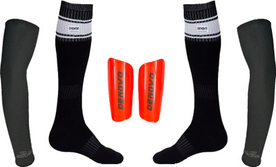 

DeNovo Ultimate Protection (One Pair Large Shin Guard + One Pair Poplin Knee Length Football Socks + One Pair UV Protection Arm Sleeves) Football Kit