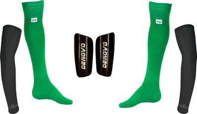 

DeNovo Ultimate Protection (One Pair Large Shin Guard + One Pair Lycra Plain Knee Length Football Socks + One Pair UV Protection Arm Sleeves) Football Kit