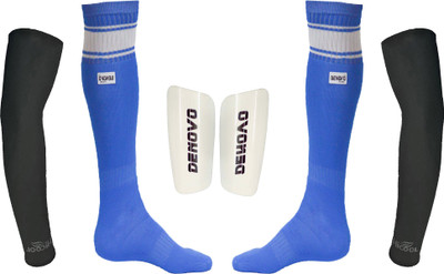 

DeNovo Ultimate Protection (One Pair Large Shin Guard + One Pair Poplin Knee Length Football Socks + One Pair UV Protection Arm Sleeves) Football Kit