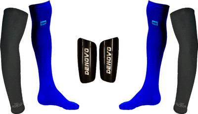 

DeNovo Ultimate Protection (One Pair Large Shin Guard + One Pair Lycra Plain Knee Length Football Socks + One Pair UV Protection Arm Sleeves) Football Kit
