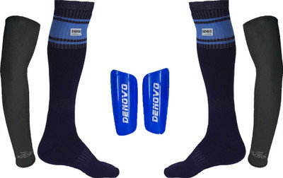 

DeNovo Ultimate Protection (One Pair Large Shin Guard + One Pair Poplin Knee Length Football Socks + One Pair UV Protection Arm Sleeves) Football Kit