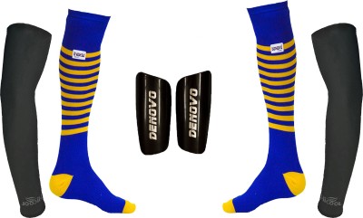 

DeNovo Ultimate Protection (One Pair Large Shin Guard + One Pair Lycra Striped Knee Length Football Socks + One Pair UV Protection Arm Sleeves) Football Kit