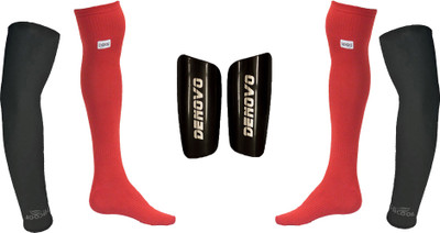 

DeNovo Ultimate Protection (One Pair Large Shin Guard + One Pair Lycra Plain Knee Length Football Socks + One Pair UV Protection Arm Sleeves) Football Kit