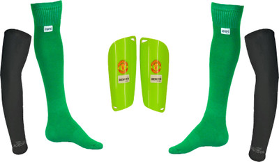 

DeNovo Ultimate Protection (One Pair Large Shin Guard + One Pair Lycra Plain Knee Length Football Socks + One Pair UV Protection Arm Sleeves) Football Kit