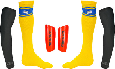 

DeNovo Ultimate Protection (One Pair Large Shin Guard + One Pair Poplin Knee Length Football Socks + One Pair UV Protection Arm Sleeves) Football Kit