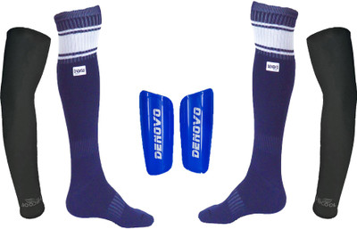 

DeNovo Ultimate Protection (One Pair Large Shin Guard + One Pair Poplin Knee Length Football Socks + One Pair UV Protection Arm Sleeves) Football Kit