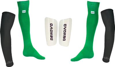 

DeNovo Ultimate Protection (One Pair Large Shin Guard + One Pair Lycra Plain Knee Length Football Socks + One Pair UV Protection Arm Sleeves) Football Kit
