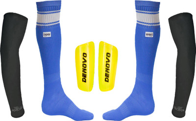 

DeNovo Ultimate Protection (One Pair Large Shin Guard + One Pair Poplin Knee Length Football Socks + One Pair UV Protection Arm Sleeves) Football Kit