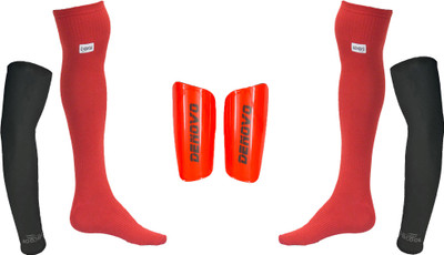 

DeNovo Ultimate Protection (One Pair Large Shin Guard + One Pair Lycra Plain Knee Length Football Socks + One Pair UV Protection Arm Sleeves) Football Kit