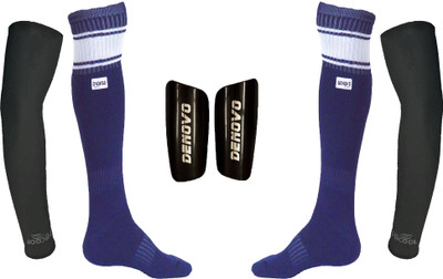 

DeNovo Ultimate Protection (One Pair Large Shin Guard + One Pair Poplin Knee Length Football Socks + One Pair UV Protection Arm Sleeves) Football Kit