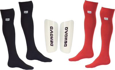 

DeNovo Football Kit (One Pair Large Shin Guard + Two Pairs Lycra Plain Knee Length Football Socks) Football Kit