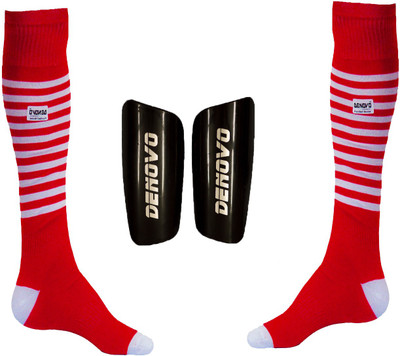 

DeNovo Football Kit (One Pair Large Shin Guard + One Pair Lycra Striped Knee Length Football Socks) Football Kit