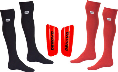 

DeNovo Football Kit (One Pair Large Shin Guard + Two Pairs Lycra Plain Knee Length Football Socks) Football Kit
