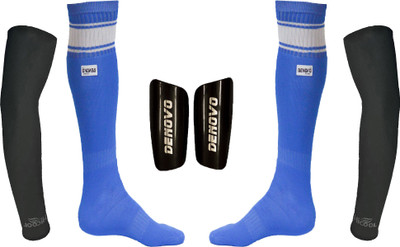 

DeNovo Ultimate Protection (One Pair Large Shin Guard + One Pair Poplin Knee Length Football Socks + One Pair UV Protection Arm Sleeves) Football Kit