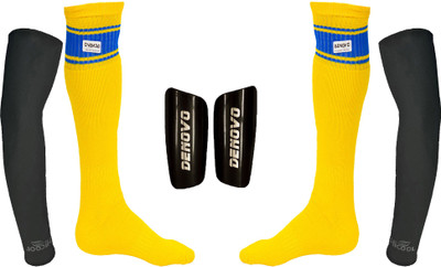 

DeNovo Ultimate Protection (One Pair Large Shin Guard + One Pair Poplin Knee Length Football Socks + One Pair UV Protection Arm Sleeves) Football Kit