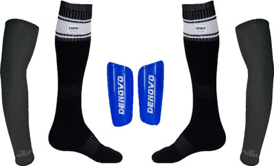 

DeNovo Ultimate Protection (One Pair Large Shin Guard + One Pair Poplin Knee Length Football Socks + One Pair UV Protection Arm Sleeves) Football Kit
