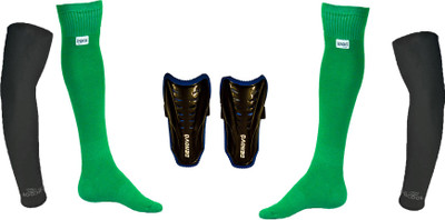 

DeNovo Ultimate Protection (One Pair Large Shin Guard + One Pair Lycra Plain Knee Length Football Socks + One Pair UV Protection Arm Sleeves) Football Kit