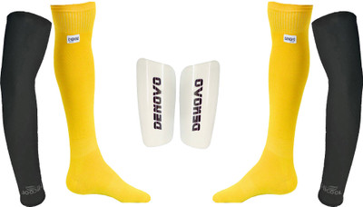 

DeNovo Ultimate Protection (One Pair Large Shin Guard + One Pair Lycra Plain Knee Length Football Socks + One Pair UV Protection Arm Sleeves) Football Kit