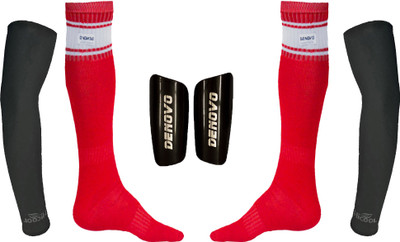 

DeNovo Ultimate Protection (One Pair Large Shin Guard + One Pair Poplin Knee Length Football Socks + One Pair UV Protection Arm Sleeves) Football Kit