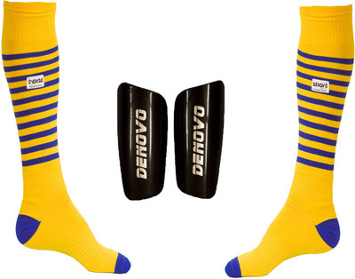 

DeNovo Football Kit (One Pair Large Shin Guard + One Pair Lycra Striped Knee Length Football Socks) Football Kit