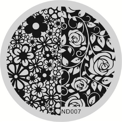 

Imported NICOLE DIARY Round Stamping Plate Various Flower Manicure Nail Art Image Plate ND-007(Silver)
